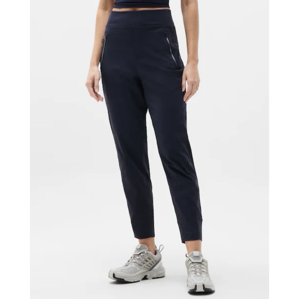 Athleta Pants Womens 16 Black Jogger Zip Pockets Outdoors Stretch Elastic‎ Waist